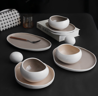 Juego de Vajilla de Porcelana Blanca de Alta Calidad, Estilo Francés, con Exterior Blanco e Interior Gris, Platos Principales Disponibles a Precios de Mayoreo