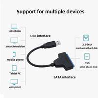 SIHAGE type-c USB 2.0/3.0 vers SATA 3 câble convertisseur adaptateur de disque dur gainé en PVC pour 2.5 pouces HDD SSD feuille blindage