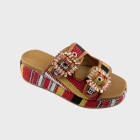 Mules tendance pour femme à empeigne tressée, double bride réglable avec boucle, à enfiler, à talon compensé et plateforme