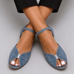 Sandales plates rétro OEM ODM en gros pour femmes, à bride cheville et boucle, sexy, souples, tendance, décontractées, en daim, pour l'été, ouvertes, pour la marche - Product Image 3