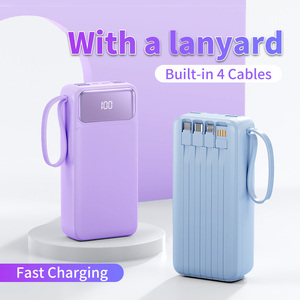 Portable Digital Display PD 22.5W Fast <b>Charging</b> Powerbank 30000mah Built-in 4 <b>Charging</b> <b>Cable</b> Lanyard Design Power Bank - Product Image 3