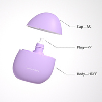 Bouteille de conditionnement en plastique HDPE biodégradable en forme d'œuf, au toucher doux, pour crème solaire et crème pour le visage, avec bouchon à vis, 30 ml, 50 ml
