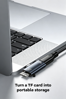 Adaptateur USB C portable PD 100W 2 en 1, charge rapide, transfert de données, lecteur de carte TF, lecteur de carte mémoire Type-C haute vitesse