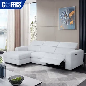 MANWAH CHEERS moderner minimalistischer Stil Design elektrische Stoff-Sonnenlehnen L-Form Sofa Wohnzimmer-Set Möbel