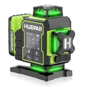 Huepar W04CG4Dグリーン16ラインレーザーレベル360電動回転ベースによる正確な調整明るさ