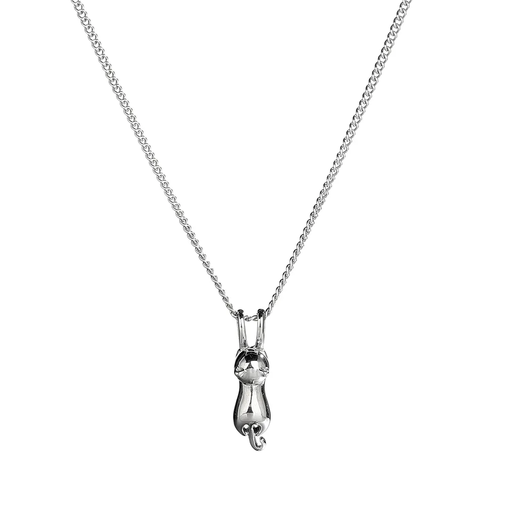 Craft Wolf Naughty Cute Kitty Cat Pendant Stainless Steel Jewelry Fashion Chain Necklace for Gift