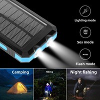 Batterie externe solaire TKTEMU en plastique 20 000 mAh Modèle C3 Lampe de camping Chargeur portable extérieur Sortie 10W Multi-standards