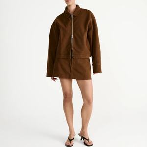 Nouvel Arrivage OEM – Ensemble Deux Pièces de Haute Qualité Personnalisé : Veste Courte Oversize à Fermeture Éclair et Flocage Style Hip-Hop Urbain pour Femme - Product Image 1