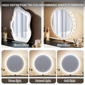 Cómoda para Espacios Pequeños con Espejo Moderno con Iluminación LED, Mesa de <span class=keywords><strong>Maquillaje</strong></span> Multifuncional con Almacenamiento, <span class=keywords><strong>Mueble</strong></span> de Dormitorio para Apartamento u Hogar - Product Image 5