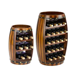 Ahşap şarap tutucu kompakt mahzeni küp şarap depolama rafı kovalar, soğutucular ve tutucular ev yapımı şarap mahzeni Bar meşe etkisi depolama