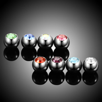 10 pièces/lot G23 titane CZ cristal boules de remplacement lèvre sourcil langue oreille Tragus ventre corps Piercing bijoux 14G/16G