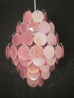 Lustre vintage italien en verre rose de Murano, luminaires suspendus, E12, hauteur réglable pour plafonds hauts, luminaires de salon