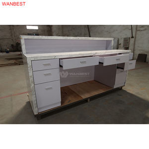 ठोस सतह संगमरमर लक्जरी आधुनिक चौकोर आकार काला रिसेप्शन डेस्क डिजाइन - Product Image 5