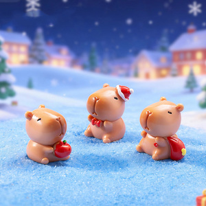 Miniature Christmas Capybara Figurines Mini Resin Animals for Xmas Decor Gift <b>Box</b> Fillers Cake Topper & Festive Home Decorations - Product Image 2