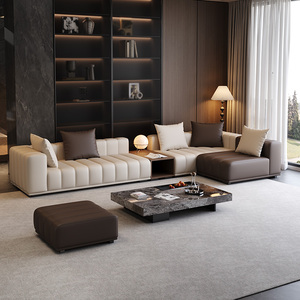 Canapé en <span class=keywords><strong>cuir</strong></span> de style italien 2025 pour villas, appartements spacieux, luxe léger, designer haut de gamme, grand canapé - Product Image 1