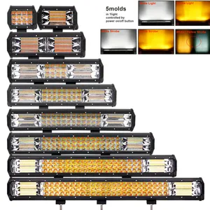 Tri linha LEVOU Barra de Luz Âmbar Branco Dupla Cor Strobe LED Trabalho Light bar Off Road Levou Condução Luzes para ATV Rzr UTV SUV Caminhão