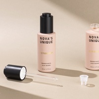Flacon compte-gouttes à bouton poussoir 50 ml, emballage de sérum, flacon cosmétique en verre mat doux au toucher, flacon d'huile capillaire avec compte-gouttes noir