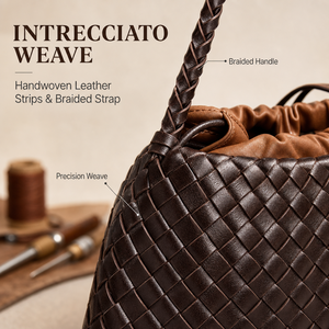 Bolso de Mano Tipo Cubo de PU Tejido para <span class=keywords><strong>Mujer</strong></span>, con Cordón, Impermeable, para Viaje - Product Image 6