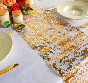 DAMAI Disposable <b>Gold</b> Foil Printed <b>Table</b> <b>Runner</b> Decorative <b>Table</b> Mat for Wedding Home Dining <b>Table</b> Party Decoration - Product Image 3