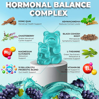 OEM Private Label Suiker Vrij Veganistische Hormonale Balans Gummies voor Vrouwen 7-in-1 PMS Menopauze Stemming Spijsvertering Supplement met Probiotica