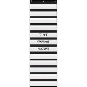<b>Pocket</b> Chart 17x56 Inch Black <b>Plastic</b> Classroom Flip Chart for Sentence Strips Office Use - Product Image 3