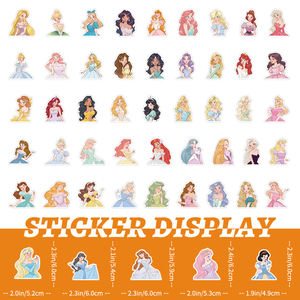 Paquete de 50 Pegatinas de Princesas de Dibujos Animados para Niñas, Logotipo Personalizado, Vinilo Impermeable, Pegatinas Kawaii para Diario, Álbum de Recortes, Decoración del Hogar - Product Image 6