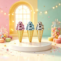 Kit de mosaïque brillante DIY, figurine en mousse crème glacée vierge avec rouleaux de ruban mosaïque miroir holographique, jouet artistique pour fête d'anniversaire d'enfants