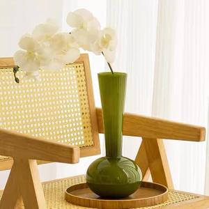 Jarrón de cristal de alta calidad verde oliva artesanía medieval francesa nicho arte Phalaenopsis jarrón decoración de la sala de estar - Product Image 3