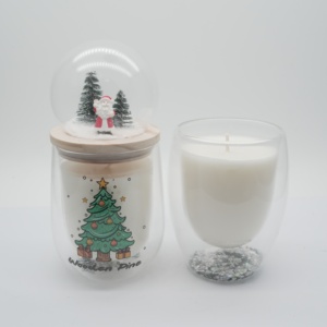 Bougie artisanale en verre double couche de la série Noël avec paillettes en forme de petites étoiles pour la décoration de Noël et de la maison - Product Image 2