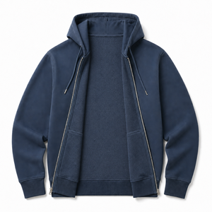 Sweat-shirt à capuche zippé en molleton bouclette 320 GSM pour homme, avec logo personnalisé, fermeture éclair métallique, vente en gros, OEM, ODM, marque privée, Bangladesh - Product Image 3