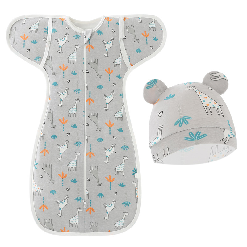 Girafe blanche sur gris + chapeau