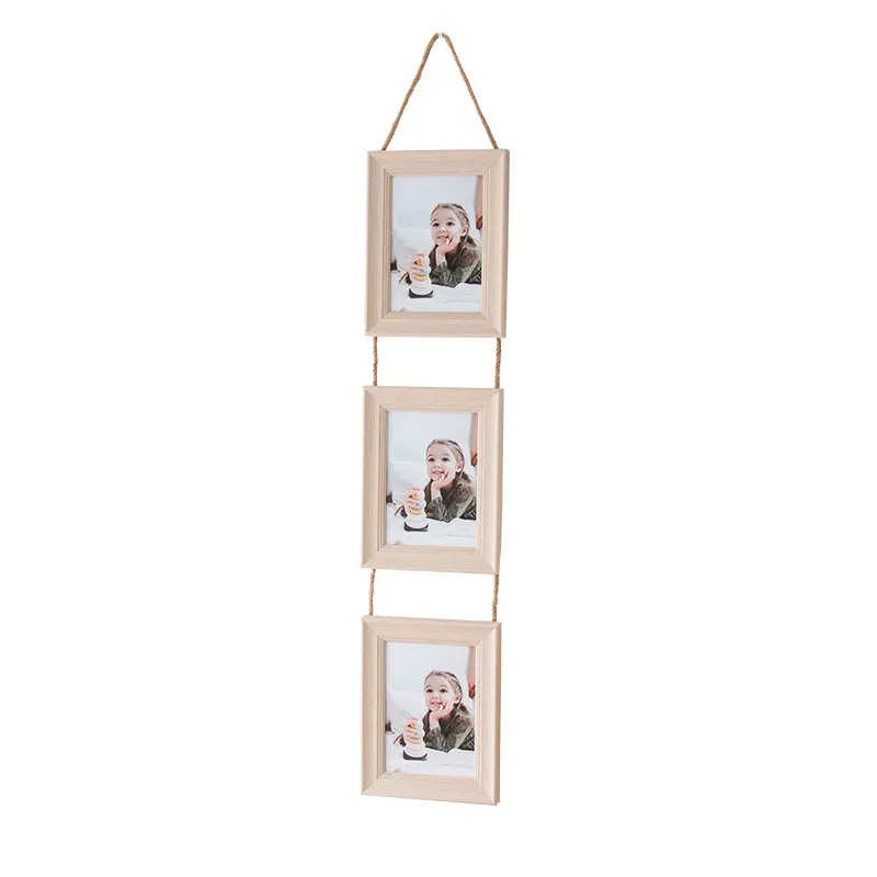 Customized simple style photo frame 4x6 "5x7" solid wood 3 photo frames set city landscape friends wall hanging photo frame
