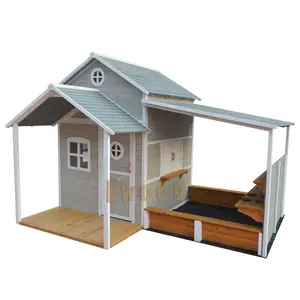 صندوق رملي خشبي للاستخدام في الهواء الطلق, مجموعة منزل للعب مع مطبخ من الطين