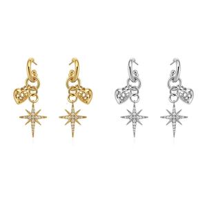 Boonee alus Retro Licht Luxus High-End-Gefühl achteckigen Stern besetzt Diamant Herz Ohrringe Sommer Nische einzigartige Ohrringe - Product Image 5