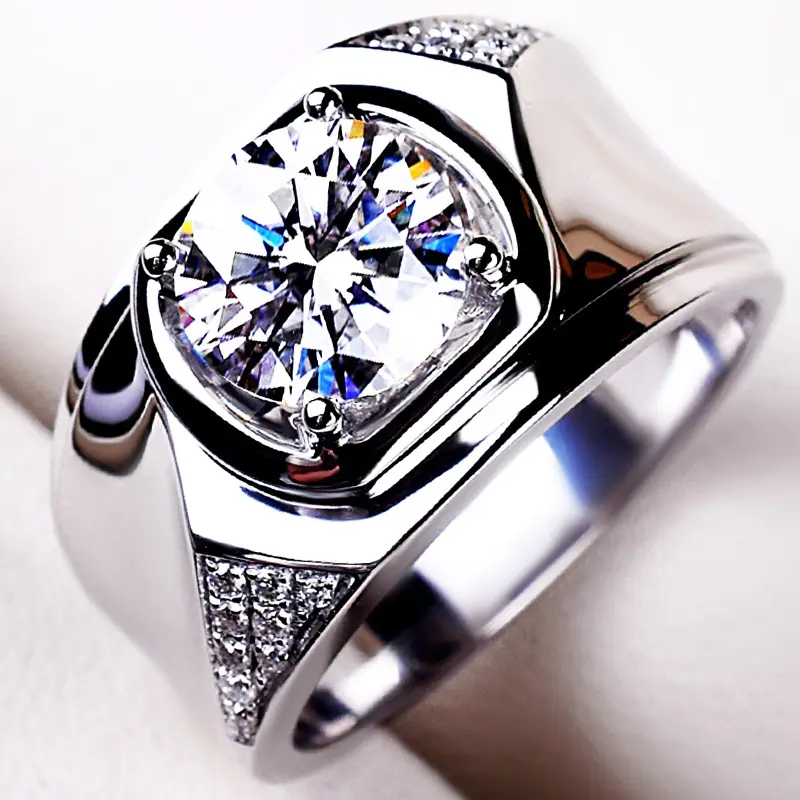 새로운 2023 다이아몬드 맞춤 웅장한 비즈니스 남성 반지 패션 보석 고급 반지 조정 남성