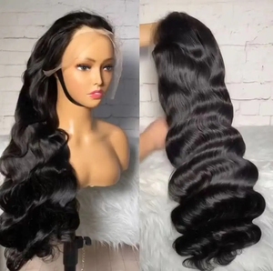生越南假发人发前假发正面假发女性巴西头发黑色身体波浪蕾丝批发无胶高清蕾丝 - Product Image 3