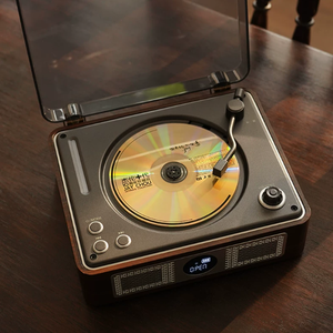 Tourne-disque rétro en bois MDF sur mesure avec haut-parleur intégré, lecteur audio BT pour décoration intérieure, lecteur de disques vinyles 3 vitesses - Product Image 2