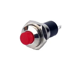 Metal push button red color press part high round head for 7mm small diameters 1NO Latching operation metal push buttons
