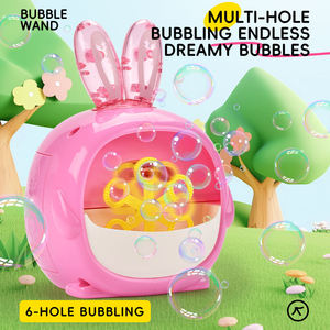 Máquina de Burbujas Eléctrica con Forma de Conejo, 6 Agujeros, Juguete para Exteriores con Líquido para Burbujas, Portátil, Regalo de Verano para Niños - Product Image 3