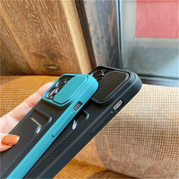 Étui de téléphone portable pour 14 13 Pro Max 12 11 Plus, protection de l'appareil photo coulissant, porte-cartes, antichoc, design luxueux