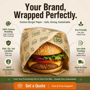 Papier d'aluminium alvéolé de qualité traiteur, taille personnalisée, isolant, avec logo imprimé pour l'emballage de burgers et sandwichs à emporter - Product Image 3