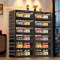Organizador de Zapatos Plegable de Plástico XY8515, Diseño de una Sola Pieza, Fácil de Montar, Caja Organizadora de Zapatos Plegable