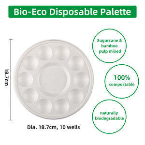 SINOART 10PK 10 puits <span class=keywords><strong>Palette</strong></span> <span class=keywords><strong>jetable</strong></span> bambou naturellement biodégradable Bio-Eco artiste acrylique <span class=keywords><strong>palette</strong></span> de <span class=keywords><strong>peinture</strong></span> aquarelle - Product Image 3