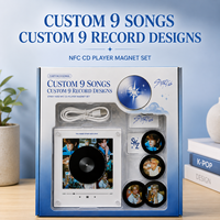 Aimant de réfrigérateur personnalisé à faible MOQ avec lecteur CD NFC SK, comprenant 9 CD et 9 chansons, coffret cadeau pour festival de musique avec fonction rotative pour ami