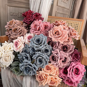 7 têtes de roses en soie couleur cappuccino pour décoration de mariage et de maison, roses artificielles, centre de table - Product Image 2