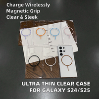 Coque de téléphone ultra-fine transparente antichoc en PC avec chargement sans fil et aimant pour Samsung S26 S25 Plus S25 Ultra