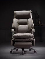 Chaise de bureau ergonomique en cuir synthétique, avec appui-tête et repose-pieds réglables, structure pivotante en métal pour bureau à domicile