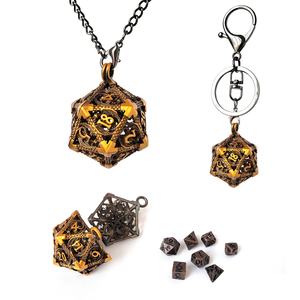 1Set de mini dés en métal du MDN avec collier creux en fer antique D20 Dice Case Antique Tiny Metal Dice Set D & D Keychain Portable - Product Image 5