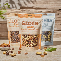 Sac refermable de tirette de logo fait sur commande de quantité minimale de commande bas emballage en plastique biodégradable de catégorie comestible de preuve d'odeur pour les écrous secs