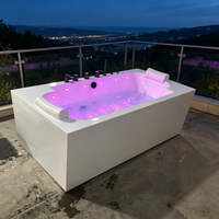 Baignoire Balnéo AFFINARE 1,8 m en Acrylique avec Massage par Jets d'Air, Installation Facile, Design Moderne, 2 Personnes, Intérieur Appartement/Villa